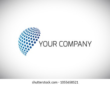 Abstract vector logo in sphere shape. Logo for Business, GLobal Technology.