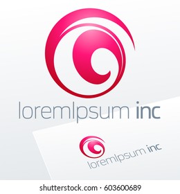 Abstract vector logo in sphere shape. Pink emblem for Media, Fashion, Cosmetics