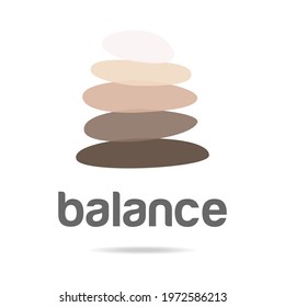 Abstract vector logo of stones balance sign. Icon wellness and spa. Creative minimalist hand painted illustration for wellness, spa, Thai massage. Design template logo with symbol natural stones.