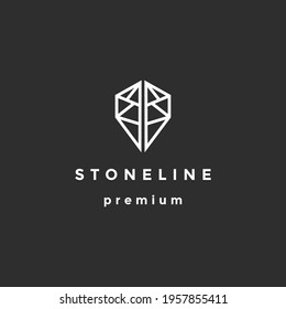 Abstract vector logo Stones  geometric shapes  thin lines. on black background