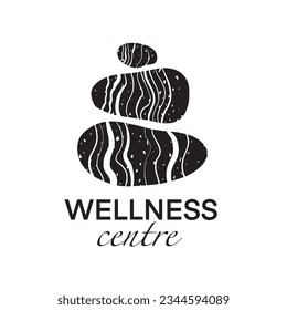 Abstract vector logo of stones. Icon wellness and spa. Creative minimalist hand painted illustration for wellness, spa, Thai massage. Design template logo with symbol natural stones.