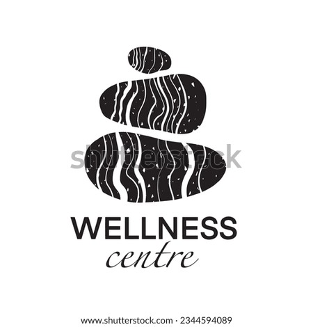 Abstract vector logo of stones. Icon wellness and spa. Creative minimalist hand painted illustration for wellness, spa, Thai massage. Design template logo with symbol natural stones.