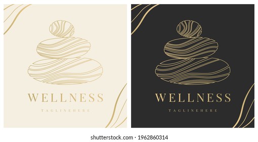 Símbolo abstracto del logo vectorial de las piedras. Icono wellness y spa. Ilustración creativa minimalista pintada a mano para wellness, spa, masaje tailandés. Diseñar el logotipo de la plantilla con el símbolo de piedras naturales.