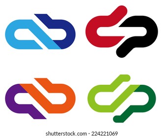 Abstract vector logo template. "a", "b", "p", "q", "b" letters icon set. You can use in the commerce, traffic, financial, construction and communication concept of pattern. 