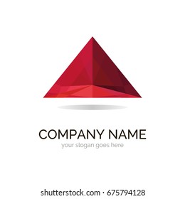 Abstract vector logo template for business company. EPS10. Illustration of red arrow in polygonal style. Creative logotype for multimedia company.