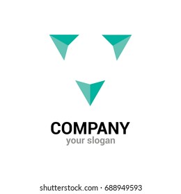Abstract vector logo template for business company. Can be used for construction companies, high-tech innovation. Technology logotype. EPS10. Triangle icon. Arrow label.