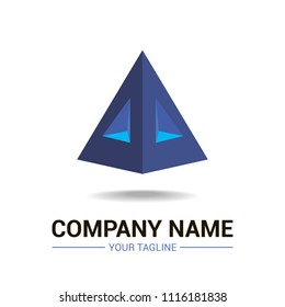 Abstract vector logo template for finance, credit, building, architect company. Illustration of blue prism. 3d design. Creative geometric logotype. EPS10. 