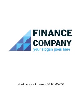 Abstract vector logo template for financial company. Investment logotype. Illustration of blue triangle.