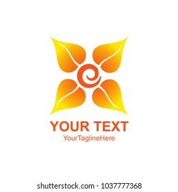 Abstract vector logo template illustration. Social media communication creative sign. Concept geometric flower symbol. Friendship teamwork colorful icon. Design element.