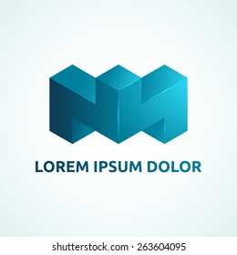 Abstract vector logo template. Isometric design element.