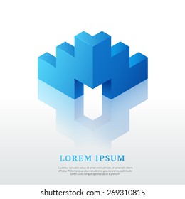 Abstract vector logo template. Isometric design element.