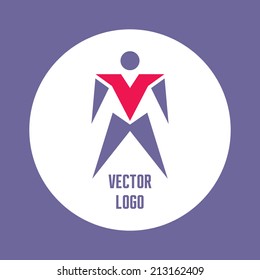 Abstract vector logo template - man figure. Human character illustration. Design element. 