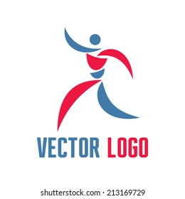 Abstract vector logo template - run man figure. Human character sign illustration. Design element. 