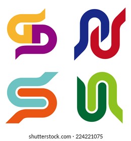 Abstract vector logo template. "s", "g", "d", "b", "u", "n", "p" letters icon set. You can use in the commerce, traffic, financial, construction and communication concept of pattern. 