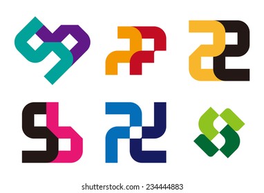 Abstract vector logo template. "s", "d", "p", "b" letters icon set. You can use in the commerce, traffic, financial, construction and communication concept of pattern. 