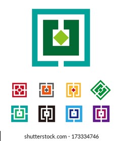 Abstract vector logo template. Square icon set. You can use in the commerce, financial, construction ,spinning or creative design concepts. 