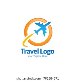 Abstract vector logo for travel agency. Global travel vector logo sign.