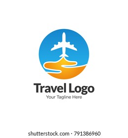 Abstract vector logo for travel agency. Global travel vector logo sign.
