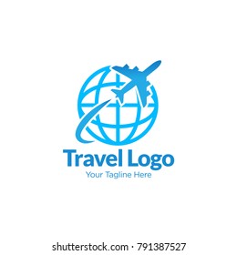 Abstract vector logo for travel agency. Global travel vector logo sign.