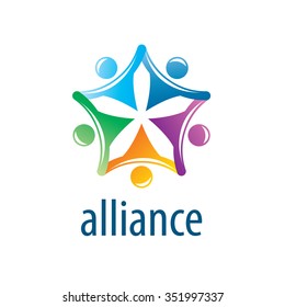 Abstract vector logo union of people in the form of stars