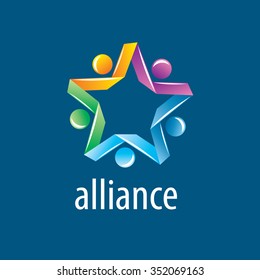Abstract vector logo union of people in the form of stars