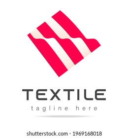 Abstract vector logo weave knit fabric,textile icon,sign red cotton soft thread,symbol business company modern label.Design template identity elegant store fashion clothes collection,textile shop