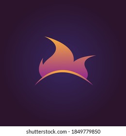 Abstract vector logotype, fire flame template on dark background for your company, entertainment, web site.