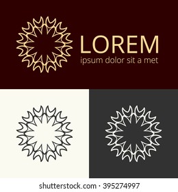 Abstract vector logotype. Geometric concept logo. Sign of sun.