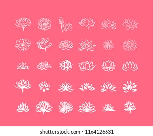 Abstract vector lotus flower symbol icon set