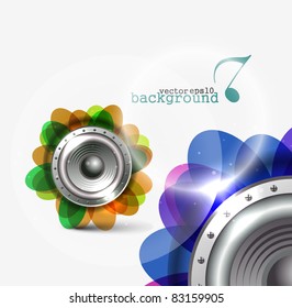 abstract vector loudspeakers, music theme background.