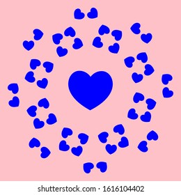 Abstract vector love mandala. Circle ornament. Heart shape ornament. Valentines day card. Love graphic. Mandala vector background. Love background.