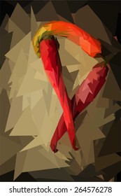 abstract vector low poly food background, we love hot chilly conceptual illustration
