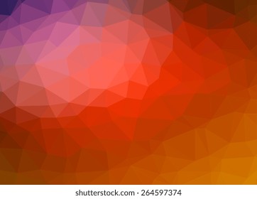 Abstract vector low poly pattern background illustration. Red, orange, yellow, golden, gold, purple color.  