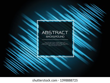 Abstract vector luxury blue line speed on black with square banner white frame  template design modern background illustration.