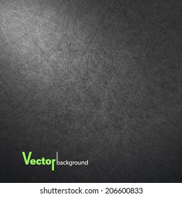 Abstract Vector Luxury Dark Gray Background. Spotlight On Vintage Wall With Doodle Pattern. Blank Monochrome Subtle Grunge Wallpaper Texture Backdrop Lit With White Light Beam