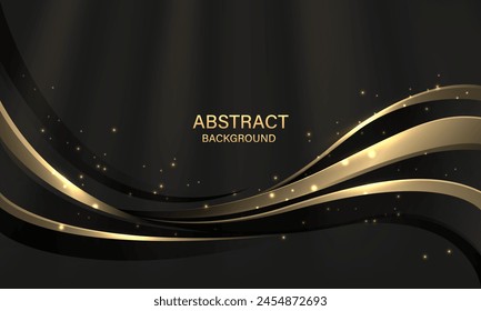 Abstractas Vector de lujo negro dorado rayadora curva en gris diseño geométrico ilustración de fondo creativo.