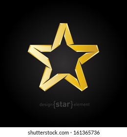 Abstract Vector luxury golden star on black background. Company logo template.