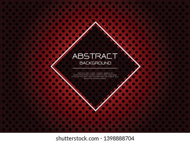 Abstract vector luxury red circle mesh pattern on black with diamond banner white frame  template design modern background illustration.