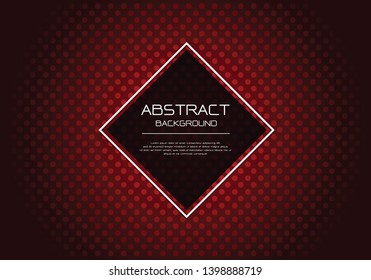 Abstract vector luxury red circle spot pattern on dark with diamond banner white frame  template design modern background illustration.