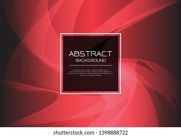 Abstract vector luxury red wave curve on black with square banner white frame  template design modern background illustration.