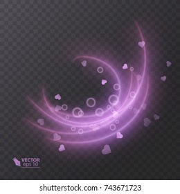 Abstract vector magic glow effect, decorative light effect of pink color, element for your design