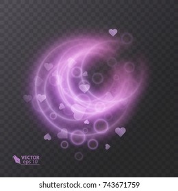 Abstract vector magic glow effect, decorative light effect of pink color, element for your design