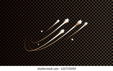 Abstract vector magic glow star light effect with neon blur curved lines.
