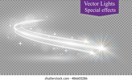 Abstract Vector Magic Glow Star Light Effect With Neon Blur Curved Lines. Sparkling Dust Star Trail With Bokeh.