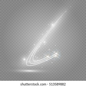 Abstract vector magic glow star light effect with neon blur curved lines. Sparkling dust star trail with bokeh.