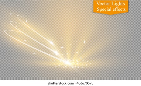 Abstract vector magic vortex glow star light effect with neon blur swirl line and spark. comet