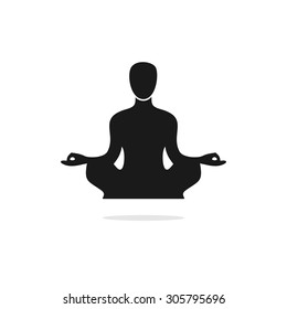 Abstract Vector Man In Yoga Lotus Position On A White Background