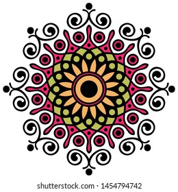 Abstract Vector Mandala. Arabic, Pakistan, Moroccan, Turkish, Indian, Spain motifs
