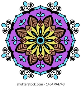 Abstract Vector Mandala. Arabic, Pakistan, Moroccan, Turkish, Indian, Spain motifs