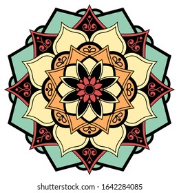 Abstract Vector Mandala, beautiful decorative color ornament. Can be used for greeting card, phone case print, etc.